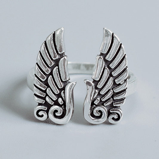 Copper Wings Ring Adjustable Fashion Jewelry 17mm Inner Diameter Unique Gift for Her Elegant Everyday Ornament