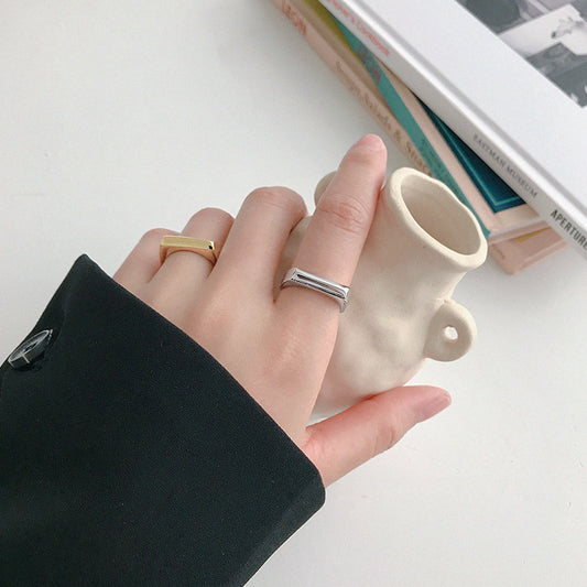 Silver Plated Geometric Ring For Women Smooth Face Jewelry European And American Style Fashion Ring Elegant Everyday
