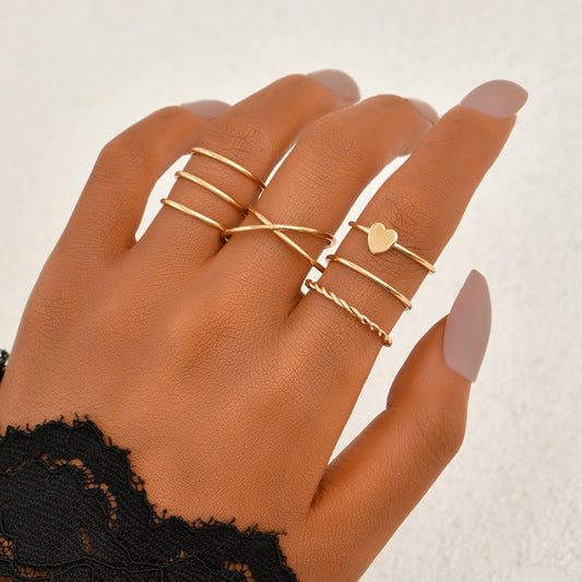 Womens Fashion Rings Set Korean Style Alloy Metal Love Rings for Women Girls Everyday Trendy Jewelry Beautiful Look