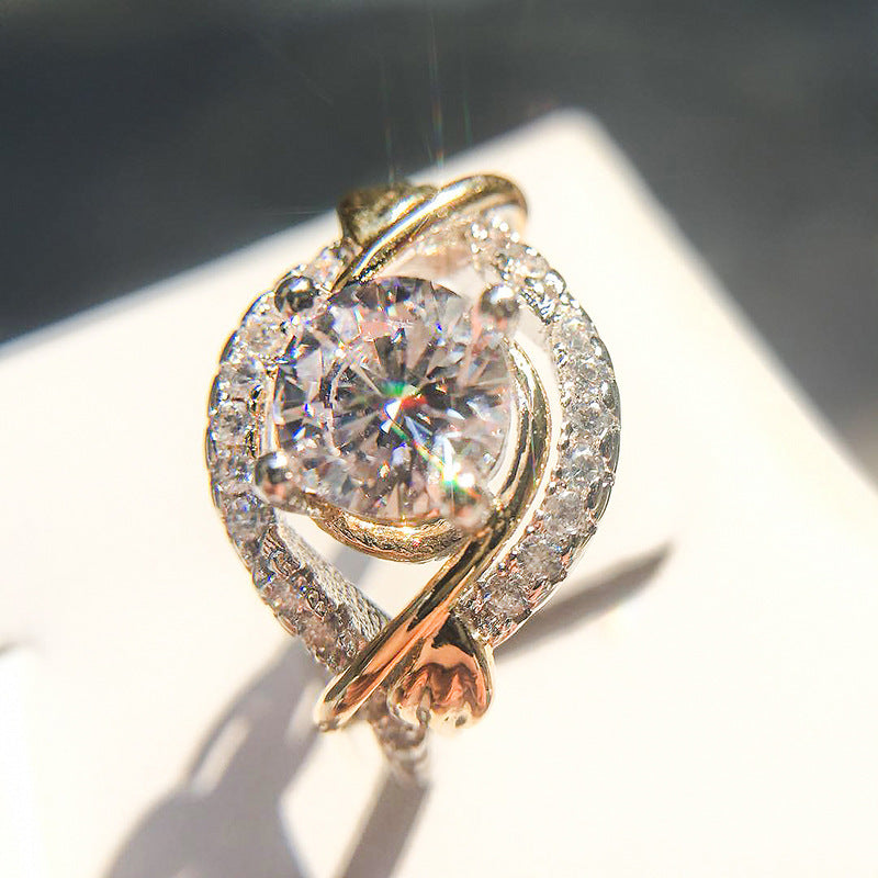 Sterling Silver Ring With Cubic Zirconia Heart Hollow Design For Women Wedding Gift Jewelry Timeless Elegance