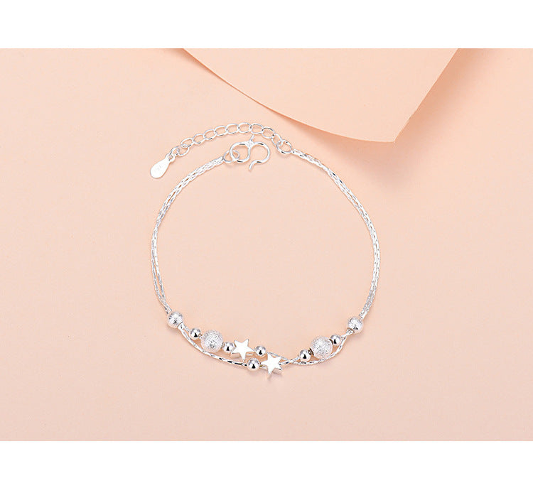 Planet Double Layer White Gold Plated Copper Bracelet Adjustable Chain Jewelry For Her Dainty Gift Set For All