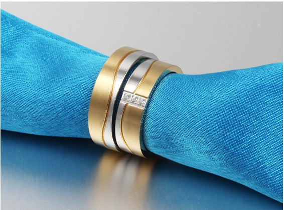 Titanium Steel Couple Ring For Lovers Durable Stainless Wedding Band Set For Couples Ultra Smooth Edges Design