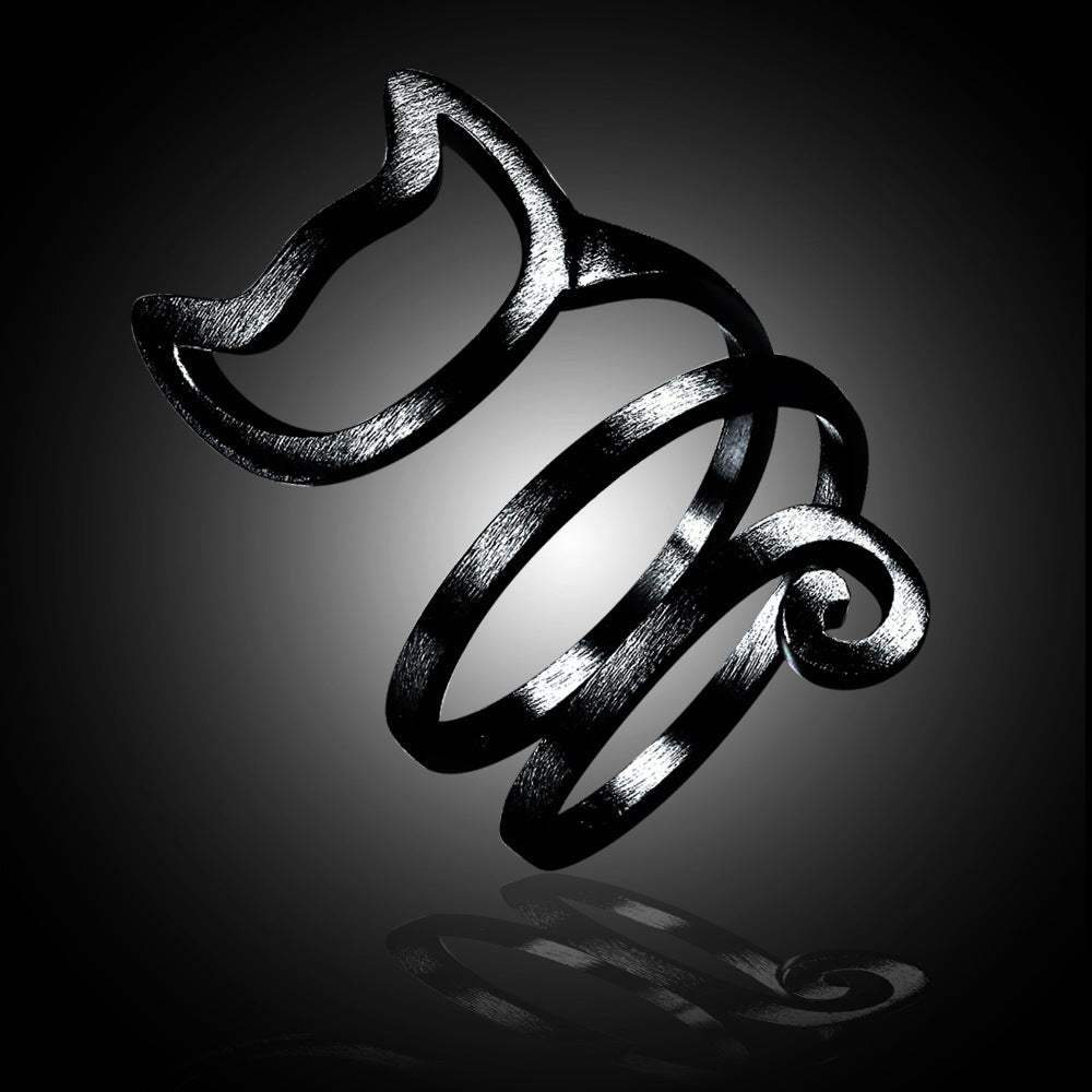 Womens Adjustable Matte Cat Ring Kitten Animal Finger Ring Durable Alloy Wrap Design Jewelry Gift For Cat Lovers