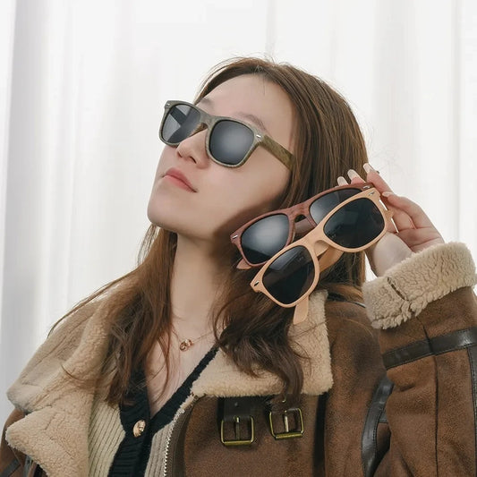 Wood Grain Sunglasses Unisex UV Protection Fashion Eyewear Travel Glasses Durable AC Lenses For Men Plus Women