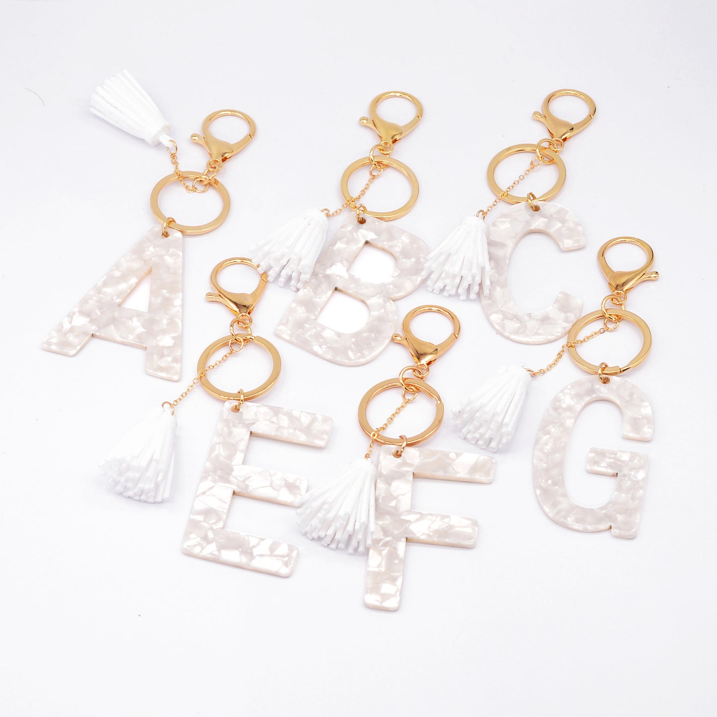 Acrylic Letter Keychain With Tassel Alphabet Key Ring Lightweight Bag Charm Initial Keyring Durable Great Gift