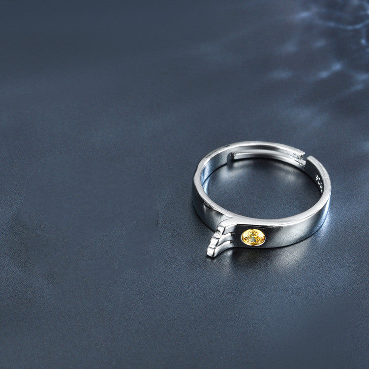 Couple Rings Set Adjustable Matching Rings For Him And Her Geometric White Copper Promise Jewelry For Couples Gift Idea