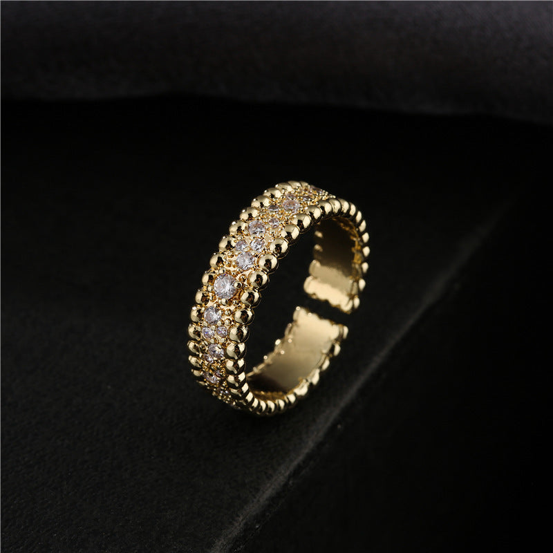 Adjustable Bohemian Copper Ring Inlaid Electroplated Jewelry