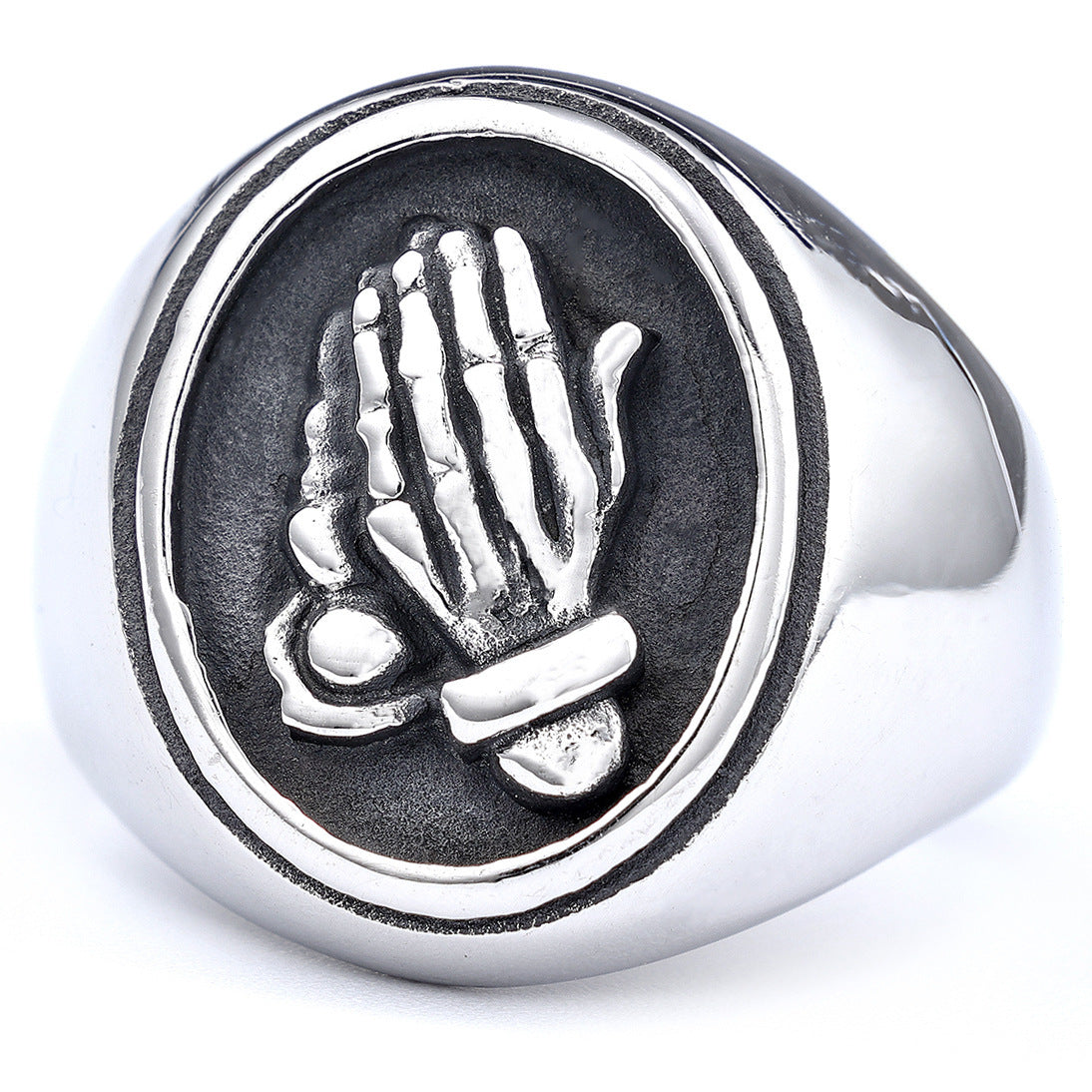 Unisex Praying Hands Ring Stainless Steel Faith Symbol Durable Everyday Wear Jewelry Gifts For Men Women Today