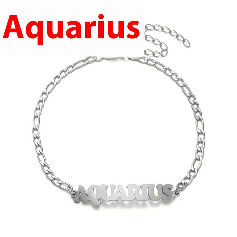 Unisex Stainless Steel Zodiac Bracelet Electroplated Gold Constellation Jewelry Gemini Sign For All Daily Wear