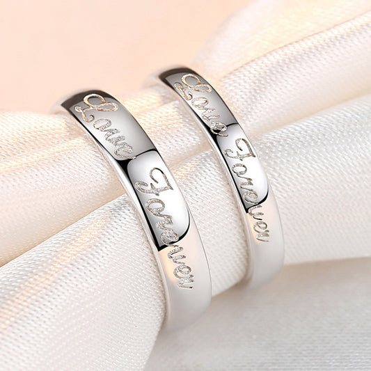 Retro Copper Ring Hand Ornament Eternal Love Letter Ring For Men And Women Fashion Electroplated Simple Band Ring