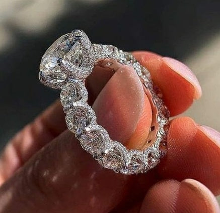 Womens Diamond Copper Zircon Ring Set For Fashion Jewelry White Metal Accessory Elegant Modern Gift Ready Glow