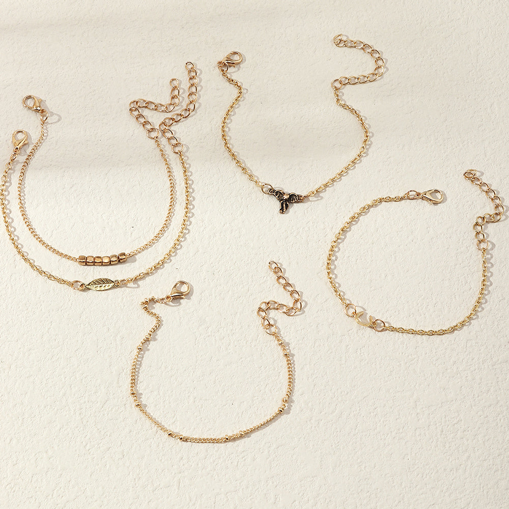 Womens Bracelet Set Five Piece Irregular Electroplated Alloy Fashion Jewelry Bracelets Popular Design Metal Set