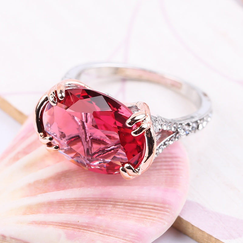 Womens Inlaid Gem Ring Geometric Alloy Jewelry Platinum Finish Gift Birthday Size 6 7 8 9 10 Everyday Sparkles