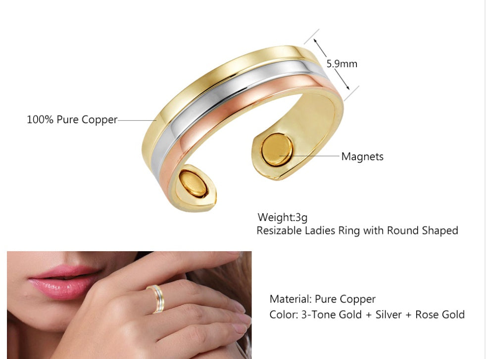 Geometric Pure Copper Magnetic Ring For Men And Women Simple Band Statement Ring Fashion Jewelry Gift For Everyday Style
