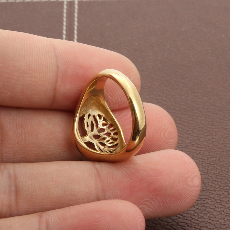 Titanium Steel Ring Tree Of Life Stainless Steel Tree Ring