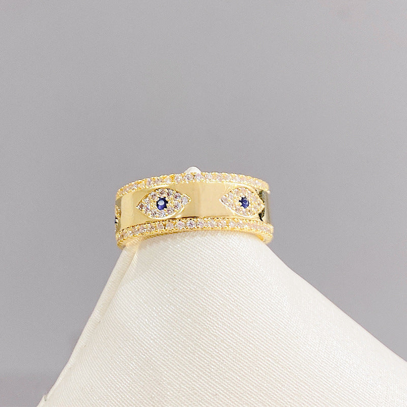 Gold-plated Blue Eye Zircon Ring