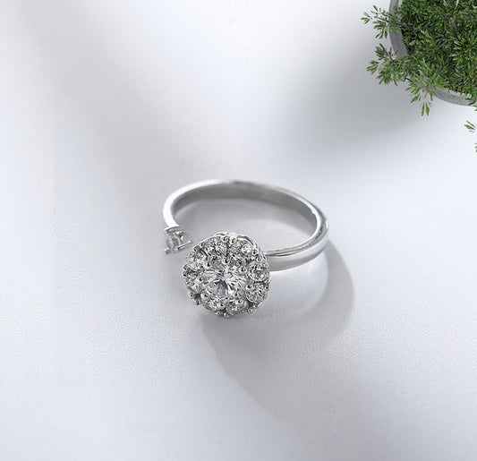 Vibrato Rotating Ring Copper Micro Inlaid Zircon Jewelry Gold Color Opening Size Temperament Opening Wild Size