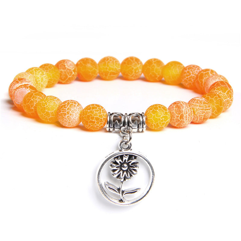 Unisex Agate Stone Bracelet Weathered Finish Floral Design Individually Packed For Personal Use Or Thoughtful Gift