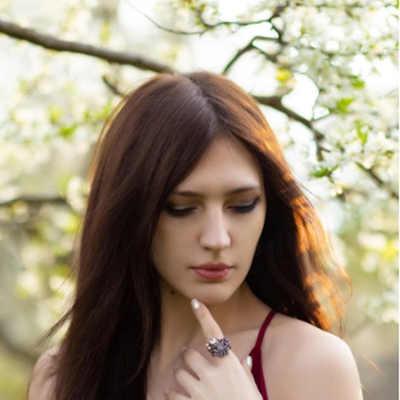 Octopus Ring Marine Life Jewelry Inlaid Gems Copper Silver