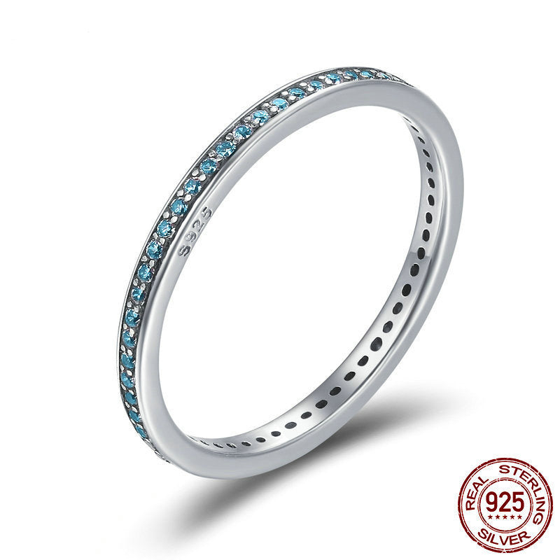 Women 925 Sterling Silver Ring With Zircon Lightweight Fashion Band Daily Wear Thin Minimalist Everyday Chic