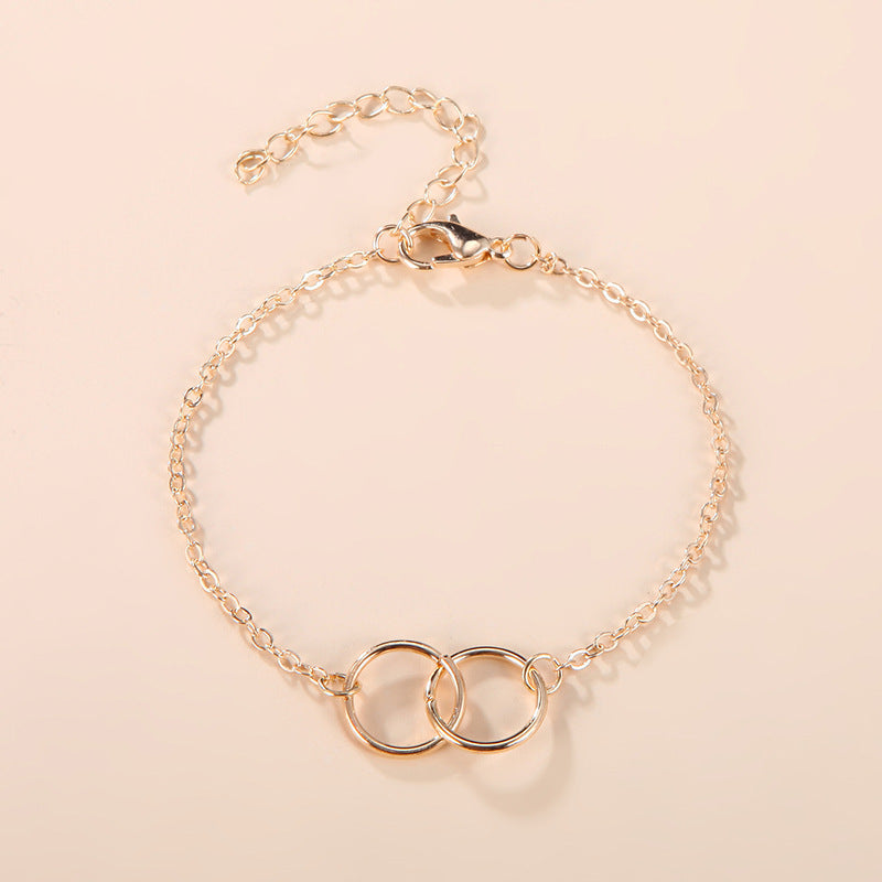 Womens Chain Bracelet With Circle Charm Adjustable Metal Alloy Extender Chain Gold Silver Finish Length 16cm 5cm