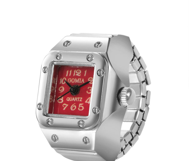 Peach Heart Retro Octagonal Ring Watch With Colorful Surfaces And Square Variants With White Yellow Red Purple