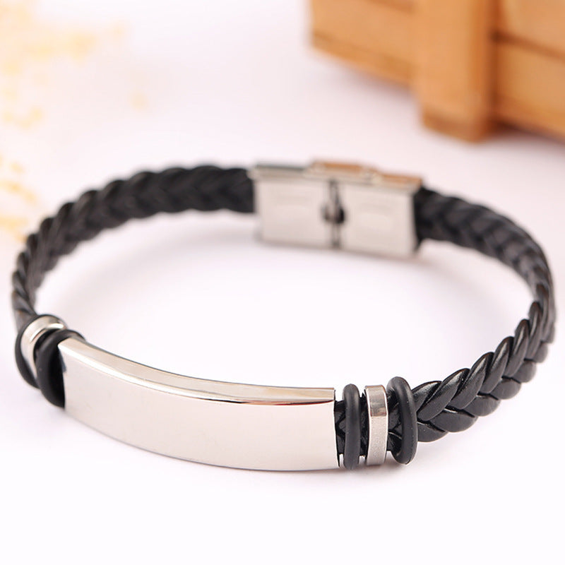Mens Titanium Steel Braided Bracelet Polished U Shape Design European Look Gift For Him Individually Packaged Today
