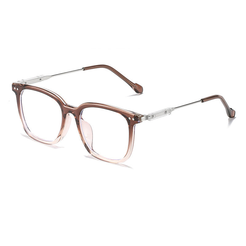 Adults Anti Blue Light Glasses Square Frame Full Frame Eyewear With Clear Flat Lenses For Large Faces Wide Fit