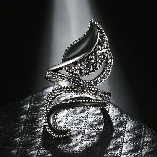 Womens Alloy Leaf Feather Ring Simple Fashion Jewelry Gift