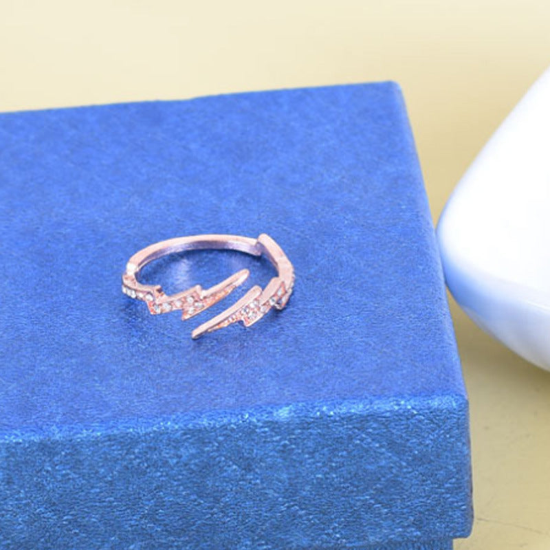 Womens Ring Gold Plated Adjustable Band Irregular Geometric Zircon Rose Gold And White Ring Creative Fashion Jewelry