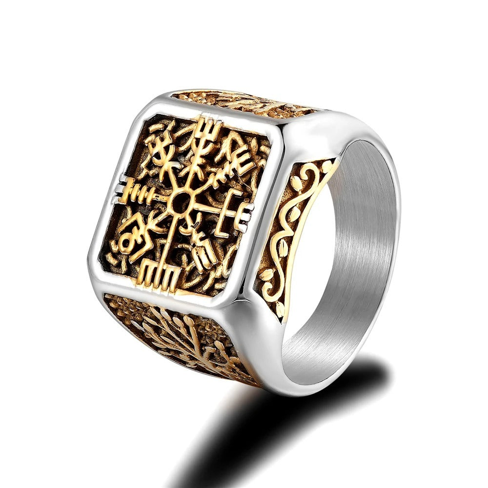 Tree Of Life Ring For Men Polished Titanium Steel In Steel And Gold Colors Size 7 8 9 10 11 12 13 For Everyday Wear