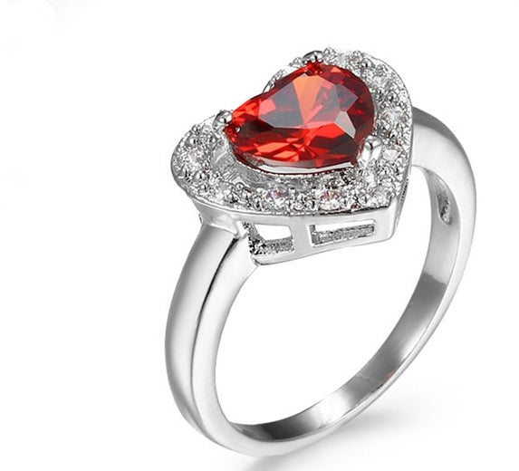 Crystal Heart Ring For Engagement And Wedding Gift Party Anniversary Durable Elegant Jewelry Pink Green Violet