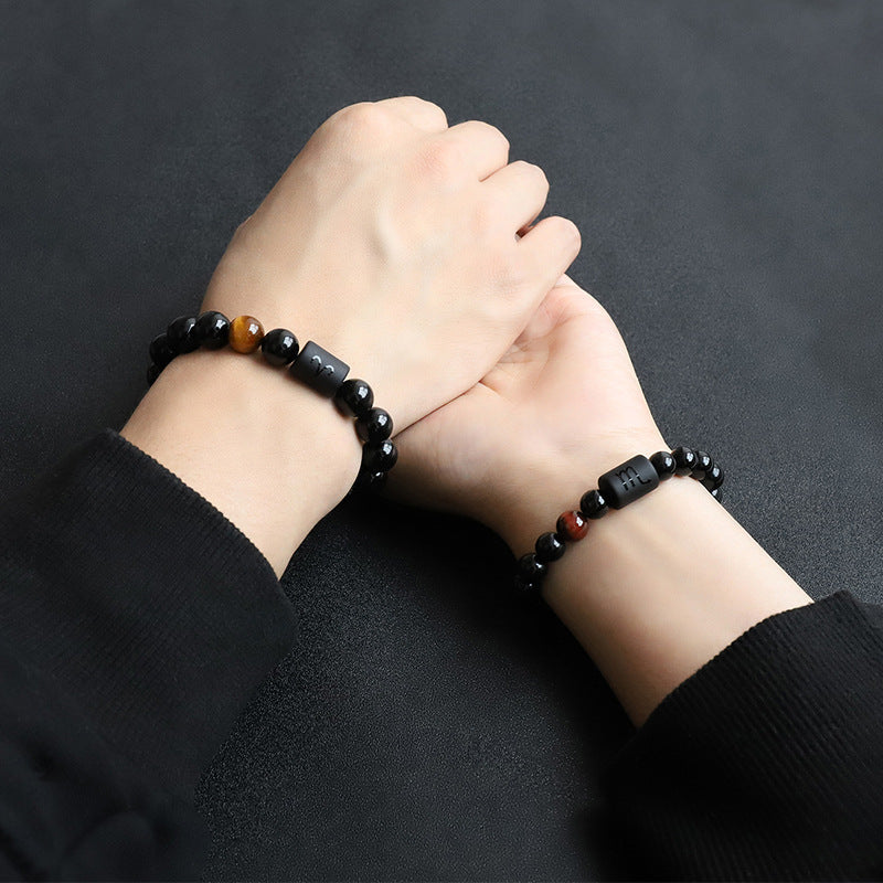 Unisex Agate Constellation Beaded Bracelet Simple Style 8mm 10mm Yellow and Red Jewelry for Men Women Everyday