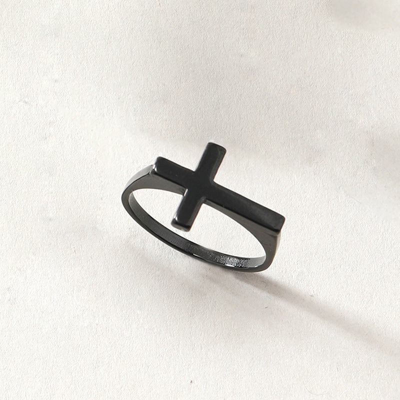 Unisex Stainless Steel Ring With Geometric Cross Design Punk Hip Hop Statement Fashion Jewelry For Men And Women