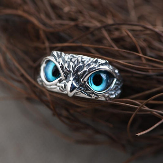 Womens Vintage Owl Ring With Demon Eye Adjustable Sterling Silver Alloy Symbolic Of Wisdom And Luck Ideal Gift