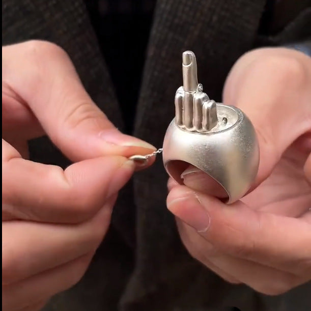 New Funny Creative Vertical Middle Finger Ring For Women Alloy Geometry Fashion Jewelry Type Ring Inlay Female