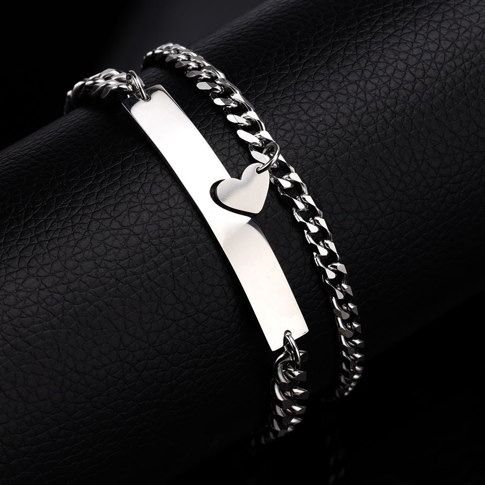 Couple Titanium Steel Heart Bracelets Matching Jewelry For Anniversary Gift For Couples Korean Electroplated Love