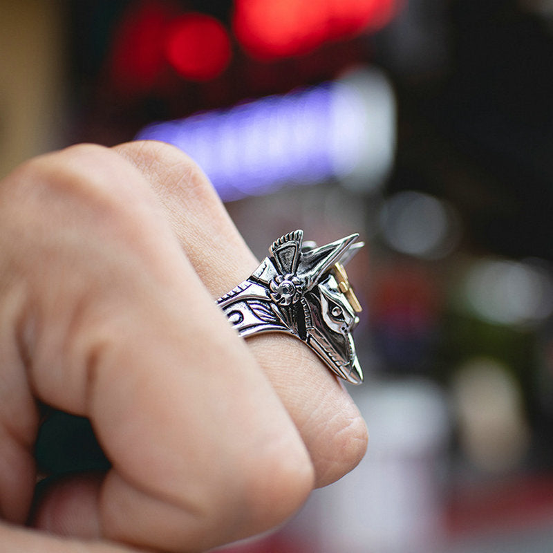 Mens Wolf Head Ring Durable Alloy Dark Metal Gothic Biker Animal Design Jewelry Gift For Him Classic Style Everyday