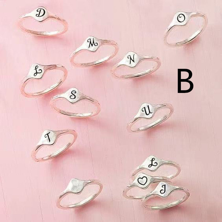 Unisex Adjustable Initial Letter Rings Copper Alphabet Ring Electroplated Individually Packed Fashion Jewellery