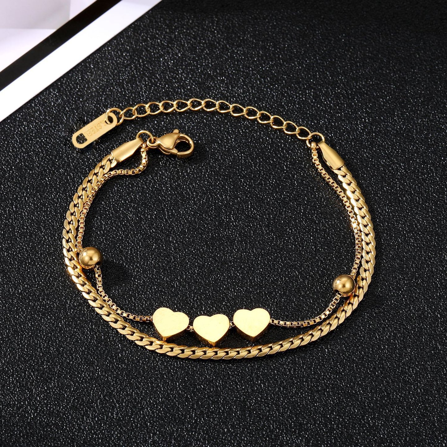 Stainless Steel Bracelet For Women Love Heart Geometric Electroplated Design Jewelry Non Fading FashionAccessory