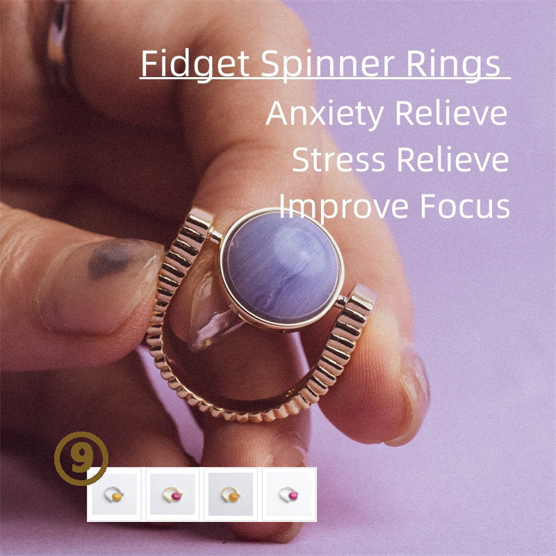 Natural Stone Fidget Spinner Ring Interchangeable Jewelry