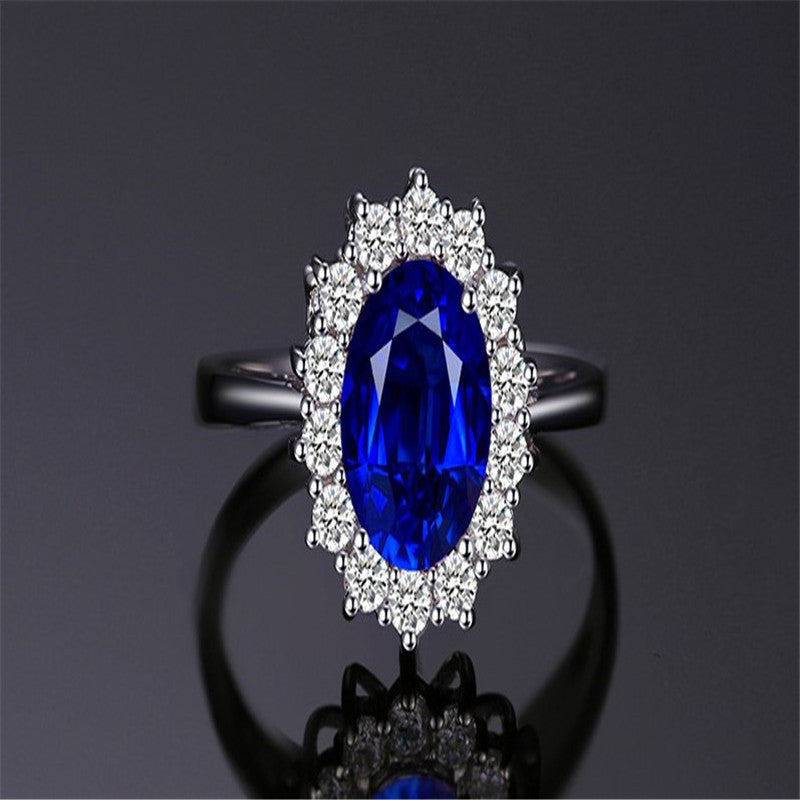 Womens Platinum Plated Ring With Zircon Inlaid Gemstones Fashion Jewelry Electroplated Ring Elegant Gift Style