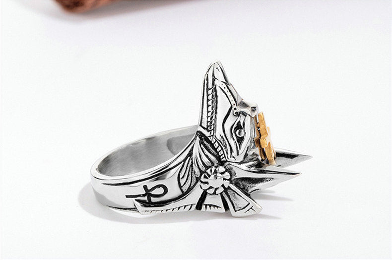 Mens Wolf Head Ring Durable Alloy Dark Metal Gothic Biker Animal Design Jewelry Gift For Him Classic Style Everyday