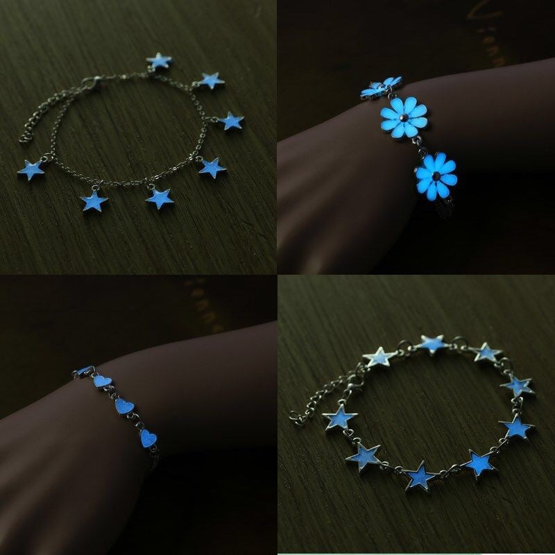 Girls Glow In The Dark Bracelet DIY Creative Animal Theme Star Luminous Alloy Adjustable Jewelry Nighttime Glow Toy