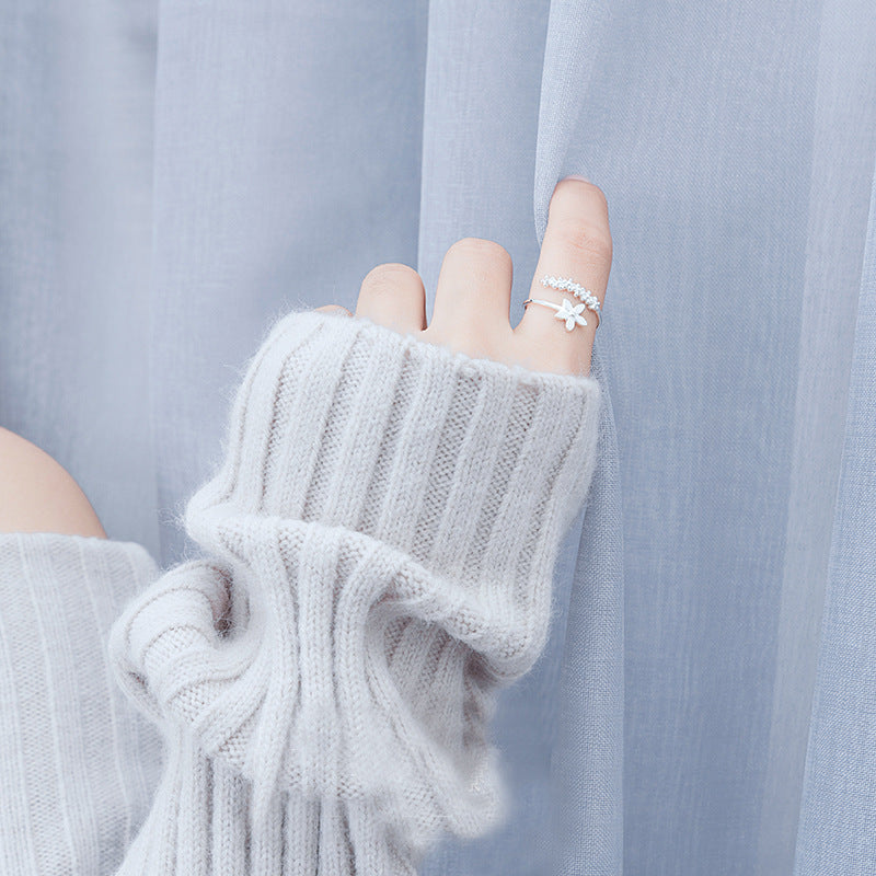 Womens Flower Ring Adjustable Korean Copper Ring With Epoxy White Gold Finish Birthday Gift For Her Floral Jewelry