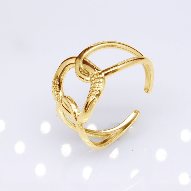 Titanium Steel Hollow Ring Electroplated Gold Finish Band Fashion Minimalist Ring For Men And Women Shine Color