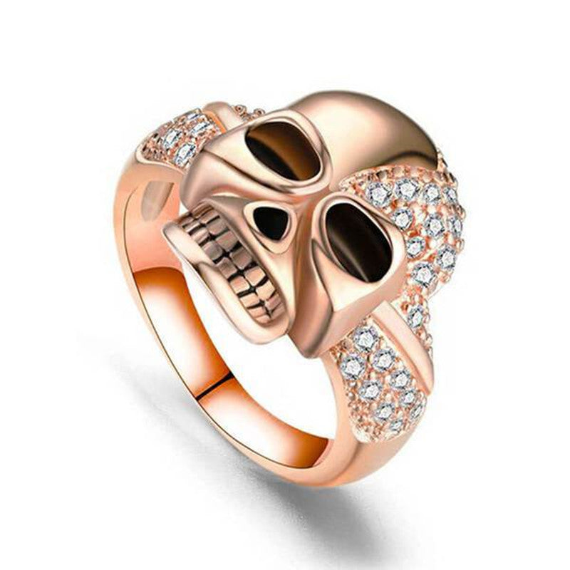 Gothic Skull Ring With Ghost Head Copper Design Hypoallergenic Stain Resistant Surface Details Raw Gothic Edge