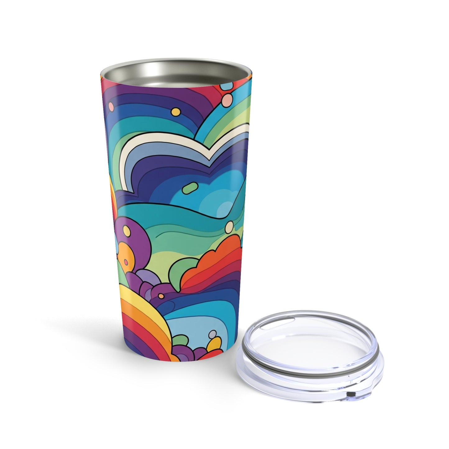 20 Ounce Stainless Steel Tumbler With Double Wall Vacuum Insulation Leak Proof Travel Coffee Mug Printed Design