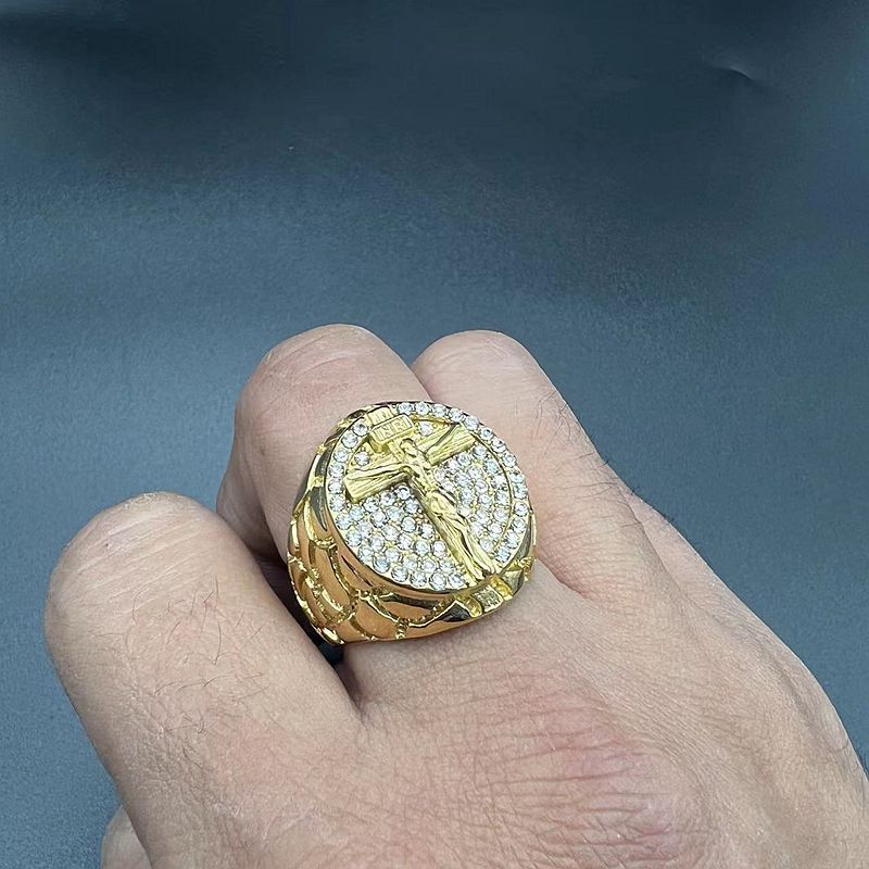 New Hip Hop Titanium Steel Vacuum Gold Plated Men's Ring