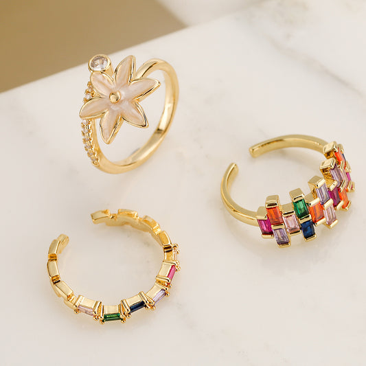 Women Copper Ring With Irregular Geometry Micro Inlay Design Adjustable Size Modern Fashion Jewelry Wear Now Today